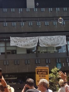 Invasion Day - UTS sign - Always was, always will be Aboriginal land