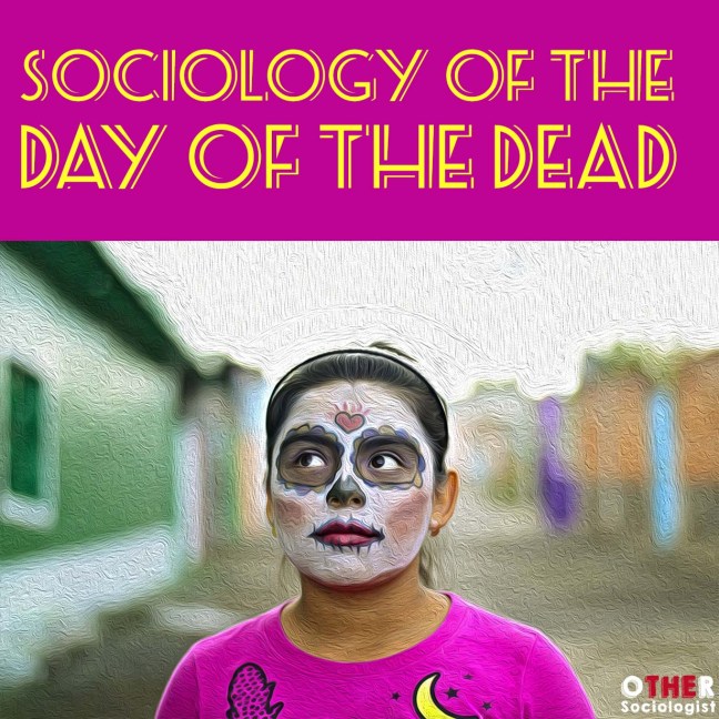 Latin girl wears a painted face for Dia De Los Muertos