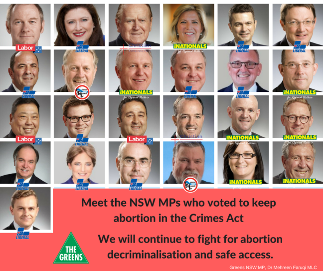 Faces of 25 ministers who voted against decriminalising abortion in NSW